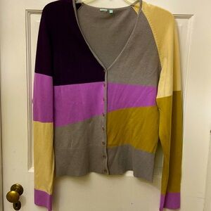 Designer Colorblock Cardigan Sweater